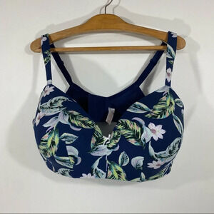 Cacique Tropical Floral Navy Lightly Lined Bra
